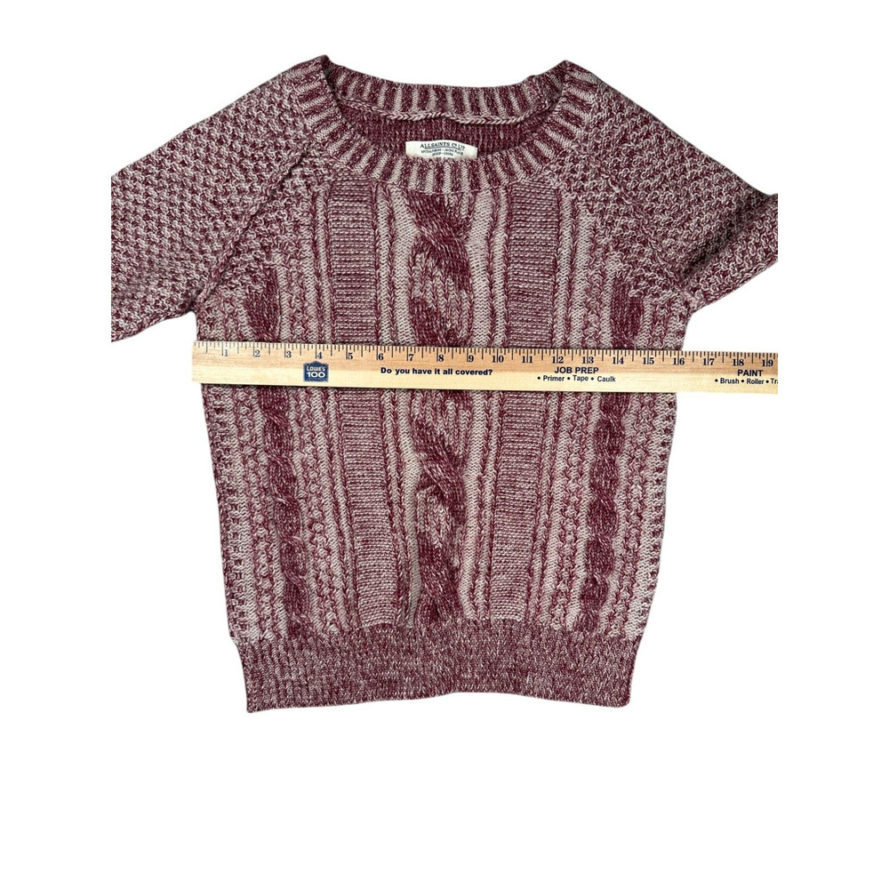 ALLSAINTS Lomond Jumper Womens Size 4 Cable-Knit Wool Linen Sweater Pink - Picture 5 of 7